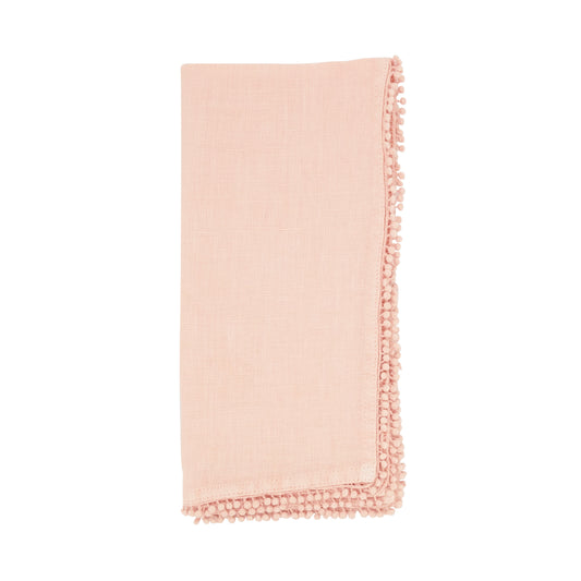 Rose Pompom Design Napkins 100% linen, 20 Inch Square (4 pcs.)