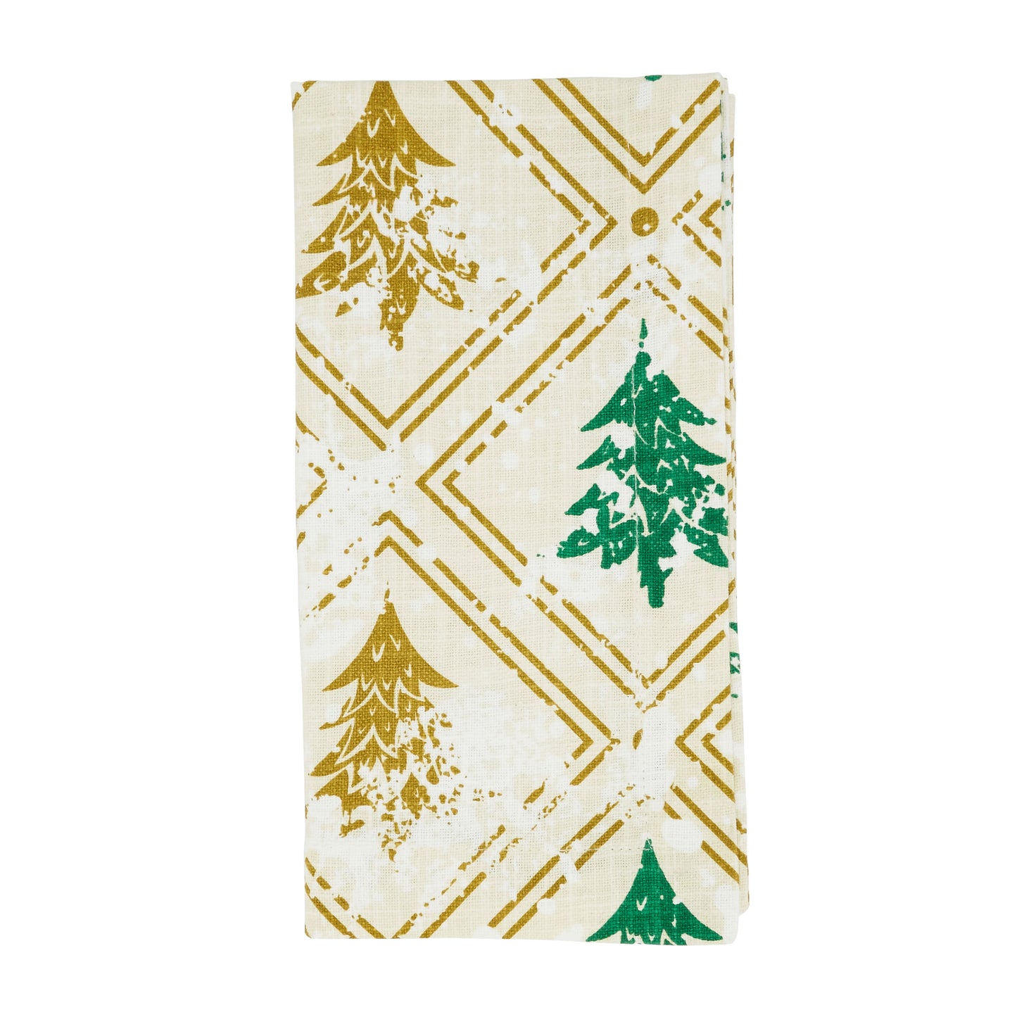 Gold Christmas Trees Napkins 100% cotton, 20 Inch Square (4 pcs.)