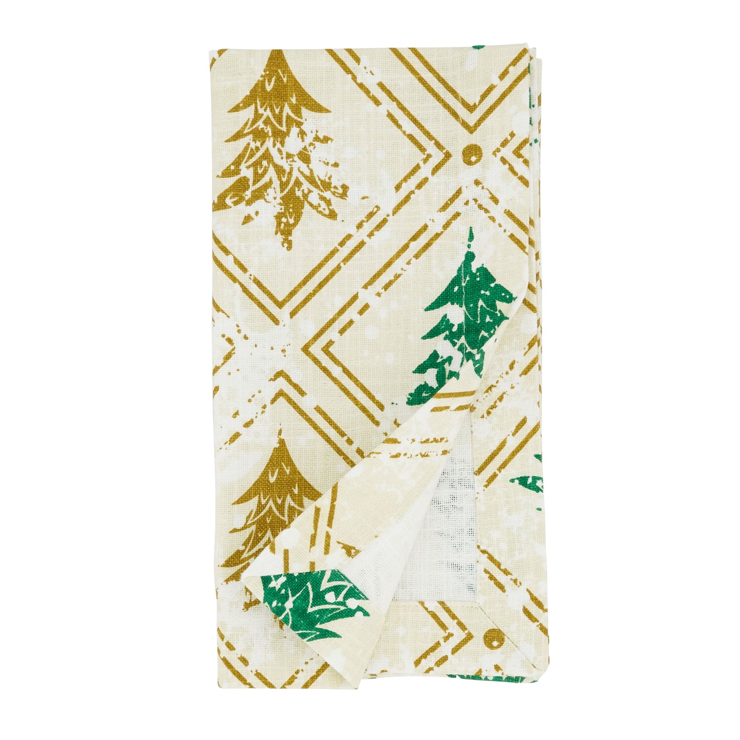 Gold Christmas Trees Napkins 100% cotton, 20 Inch Square (4 pcs.)
