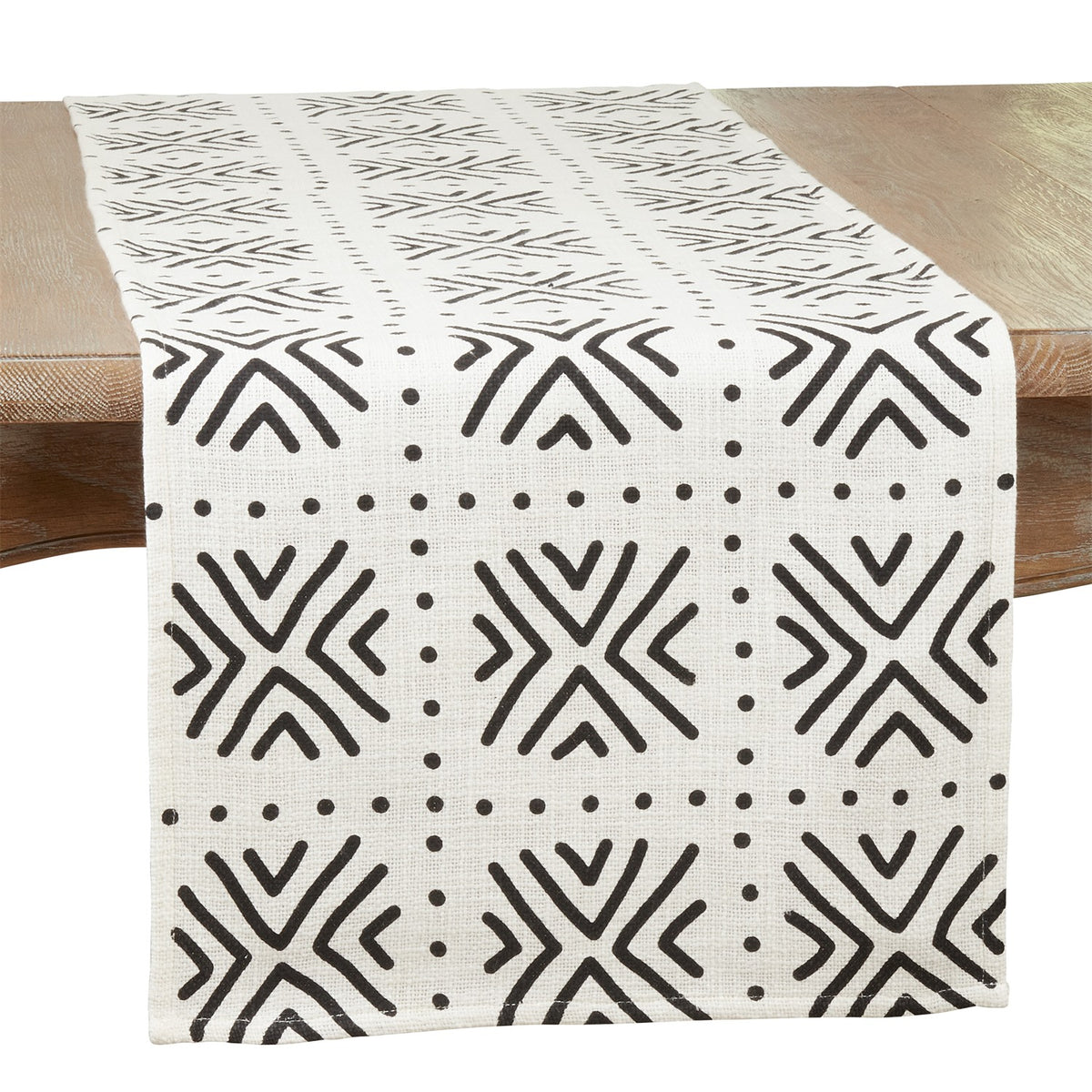 Everyday / All Season White Mud cloth Table Runner, 100% cotton