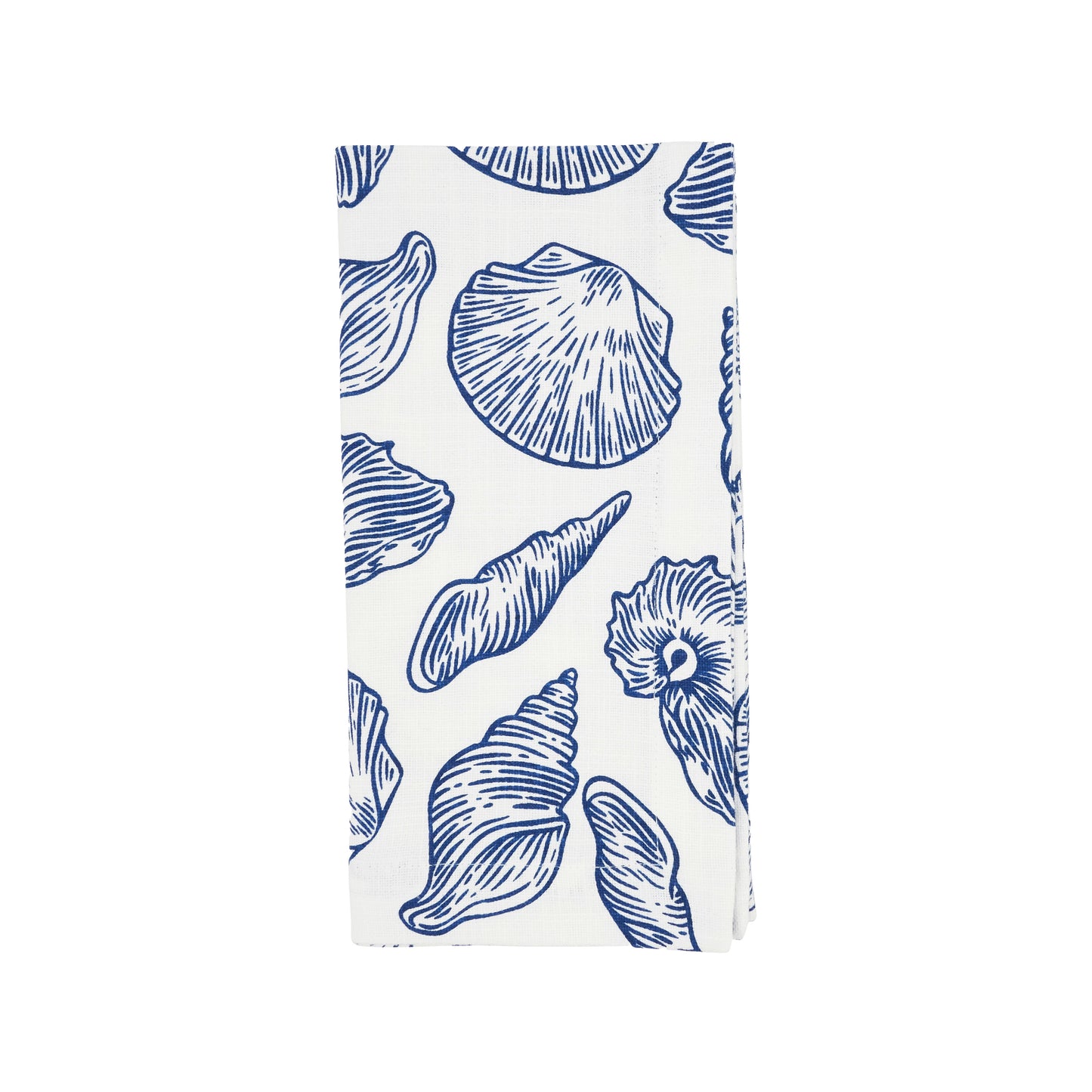 White/Blue Sea Shells Napkins 100% cotton, 20 Inch Square (4 pcs.)