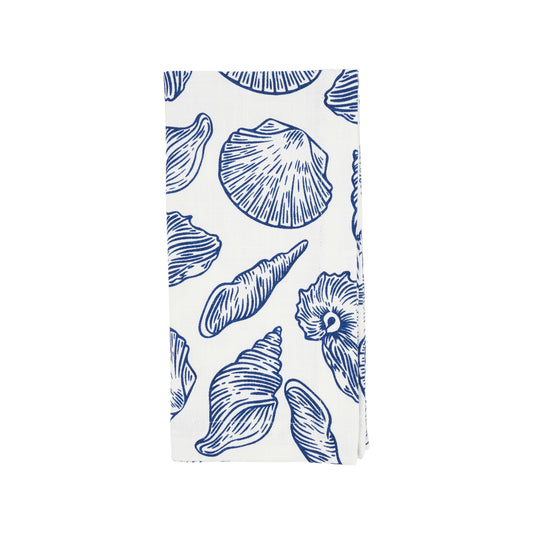 White/Blue Sea Shells Napkins 100% cotton, 20 Inch Square (4 pcs.)
