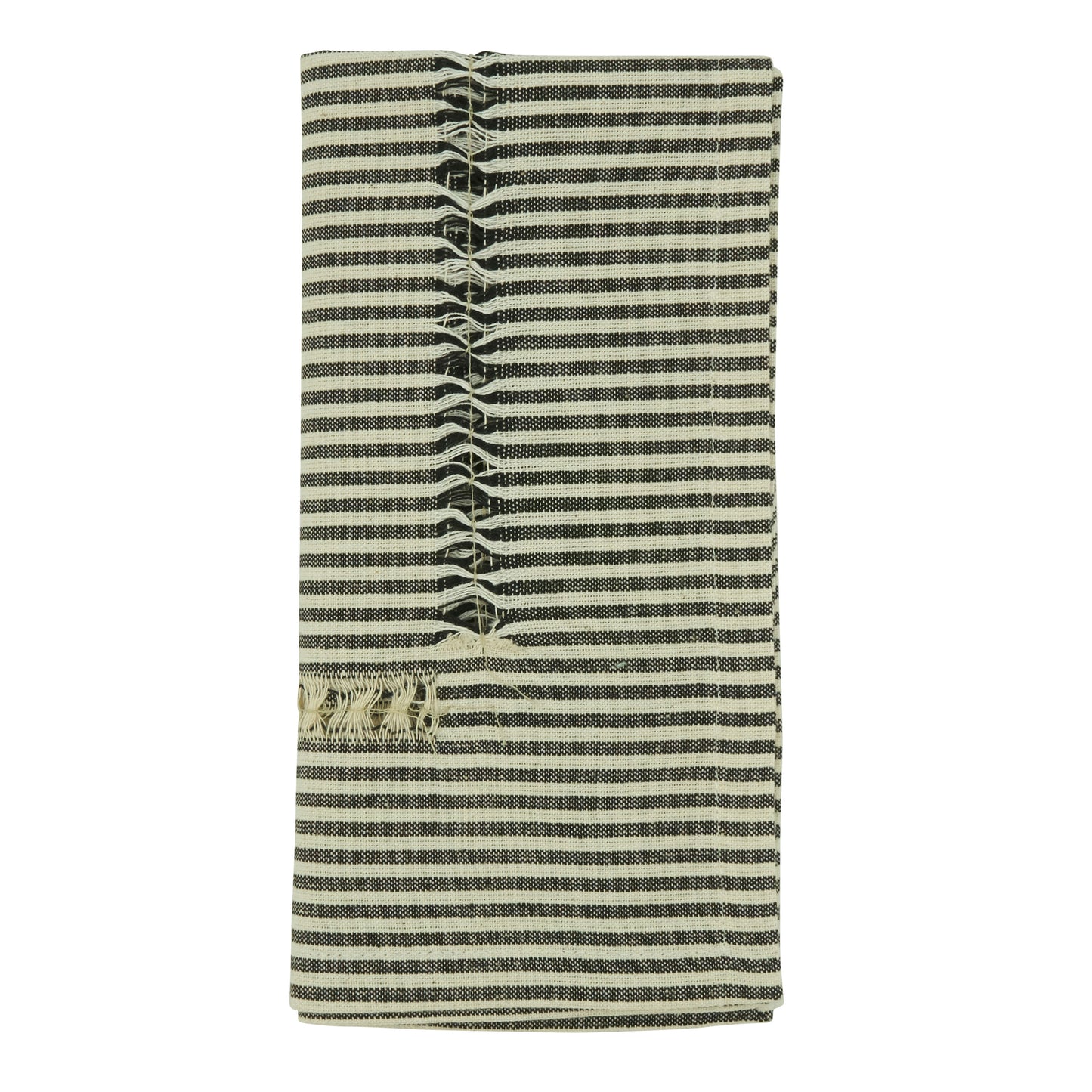 Black/White Stripe Hemstitch Napkins 100% cotton, 20 Inch Square (4 pcs.)