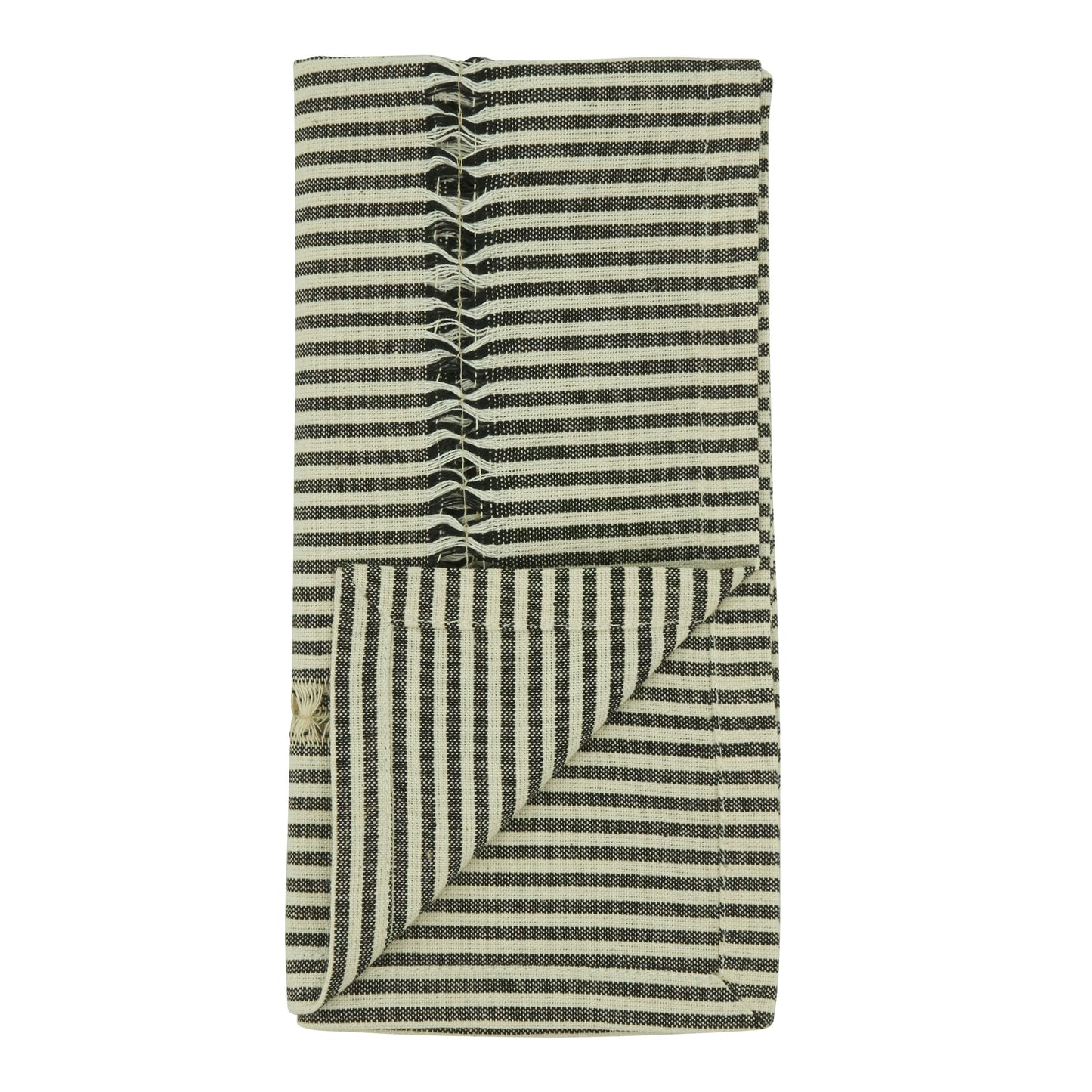 Black/White Stripe Hemstitch Napkins 100% cotton, 20 Inch Square (4 pcs.)