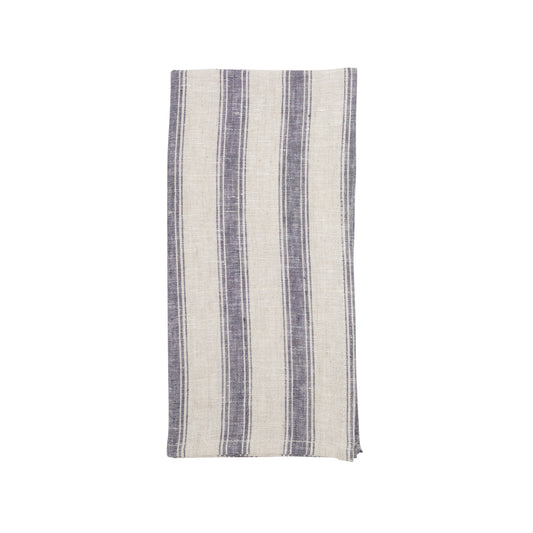 French Blue Striped Linen Napkins 100% linen, 20 Inch Square (4 pcs.)