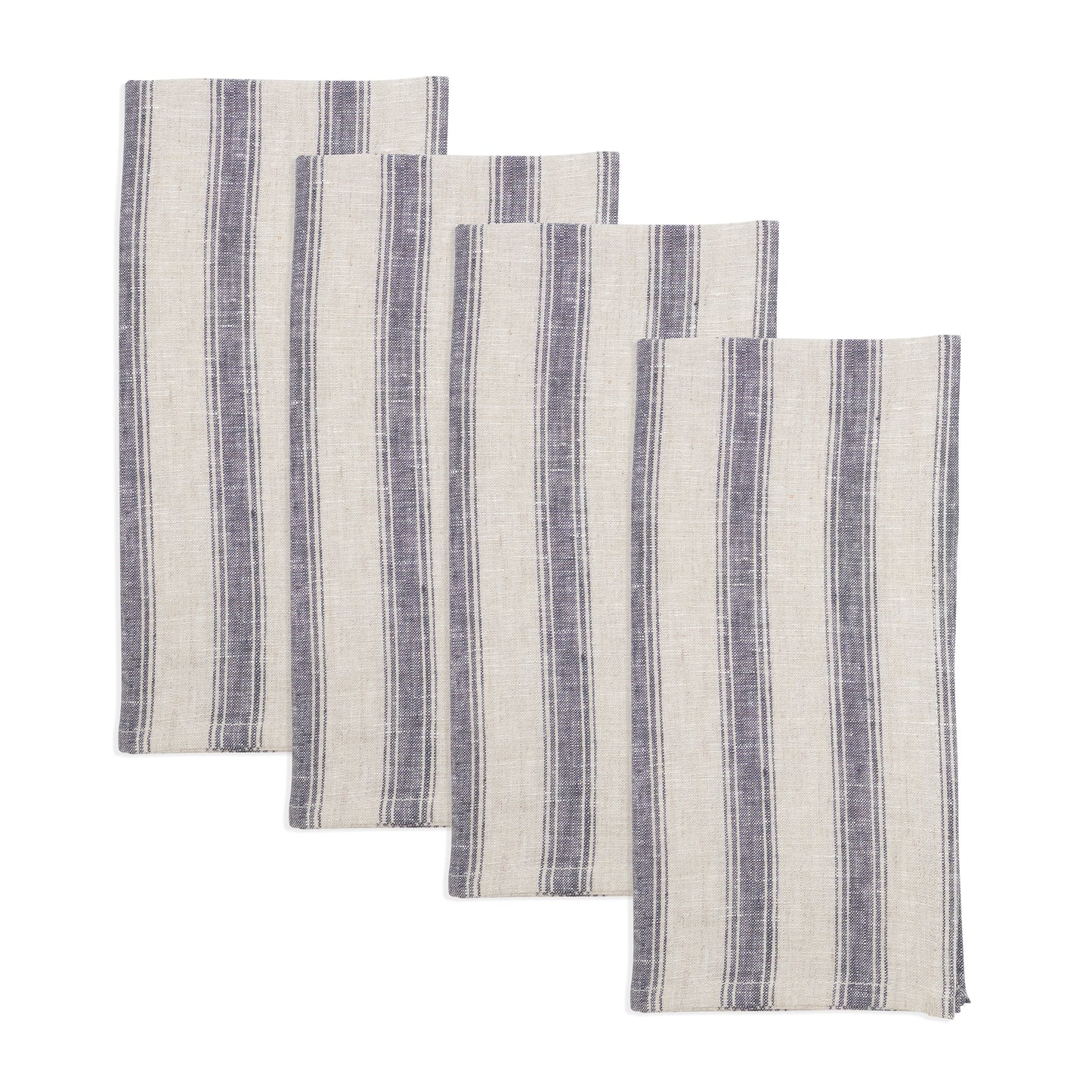 French Blue Striped Linen Napkins 100% linen, 20 Inch Square (4 pcs.)