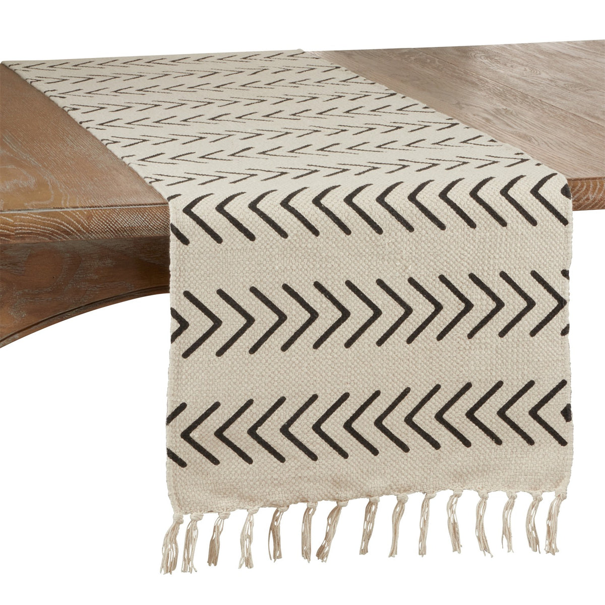Everyday / All Season Natural Beige Chevron Table Runner, 100% cotton