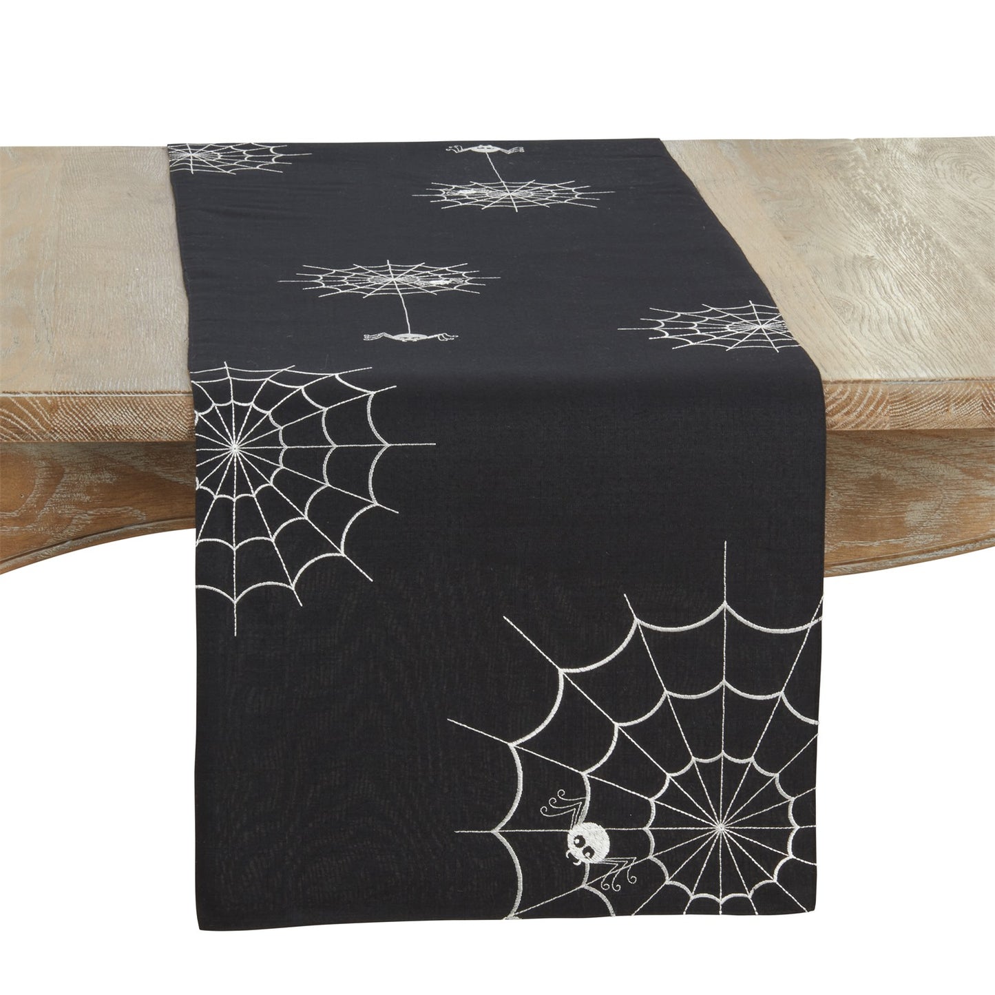 Halloween Black Spiderweb Table Runner, 100% Polyester