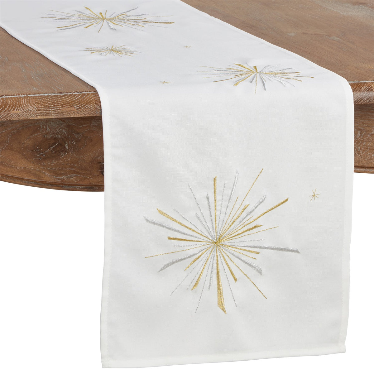 Everyday / All Season White Starburst Table Runner, 100% Polyester