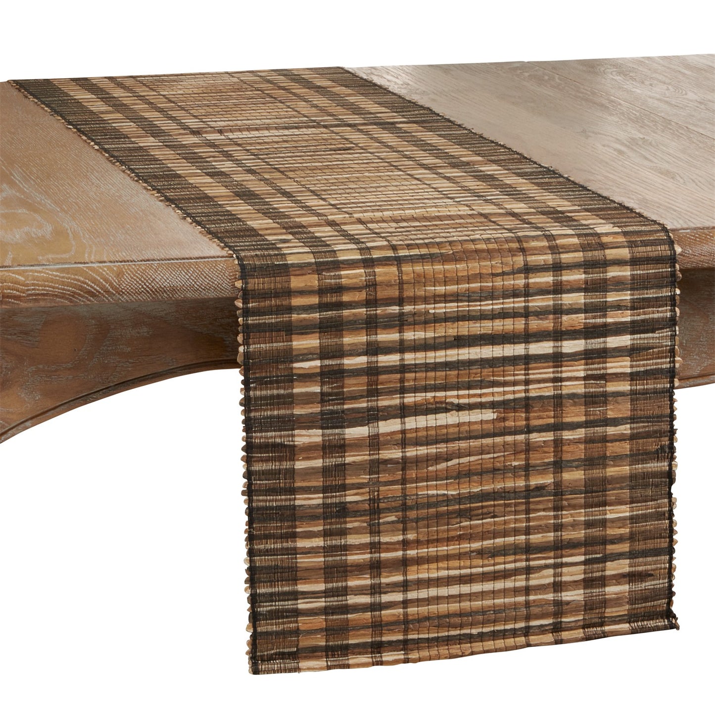 Everyday / All Season Black Striped Water Hyacinth Table Runner, 100% water hyacinth