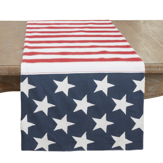 Patriotic / 4th of July Multi American Flag Table Runner, 100% cotton