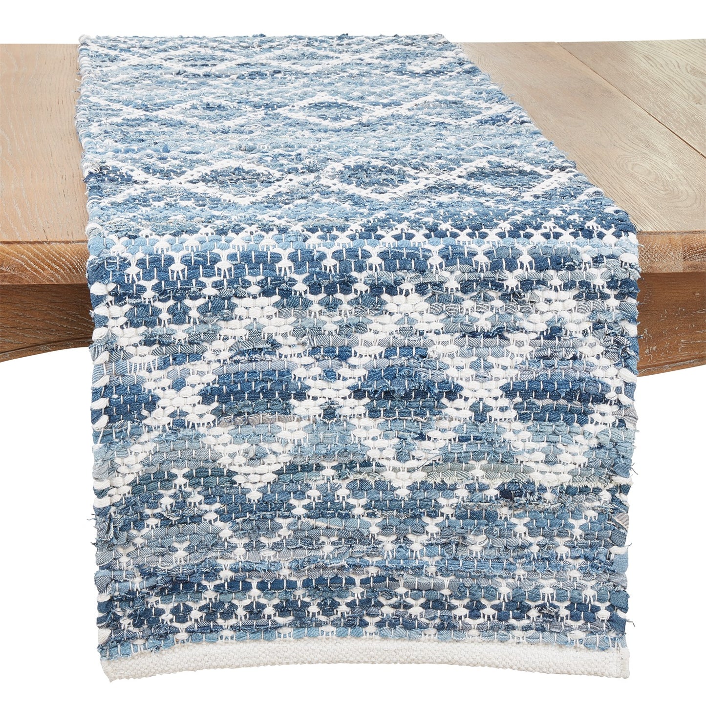Everyday / All Season Blue Diamond Chindi Table Runner, 100% cotton