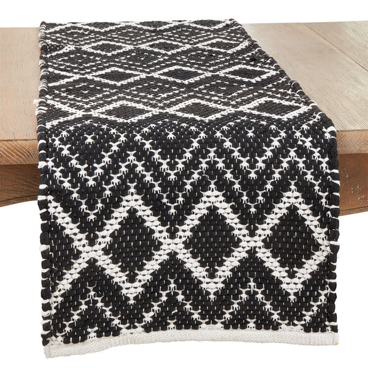 Everyday / All Season Black Diamond Chindi Table Runner, 80% COTTON - 20% POLYESTER