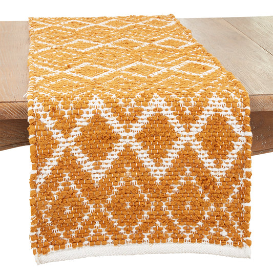 Everyday / All Season Gold Diamond Jute Table Runner, 80% COTTON - 20% POLYESTER