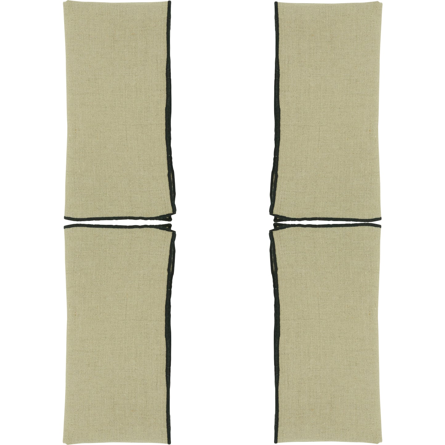 Black/Natural Stonewashed Stitch Border Napkins 100% linen, 20 Inch Square (4 pcs.)