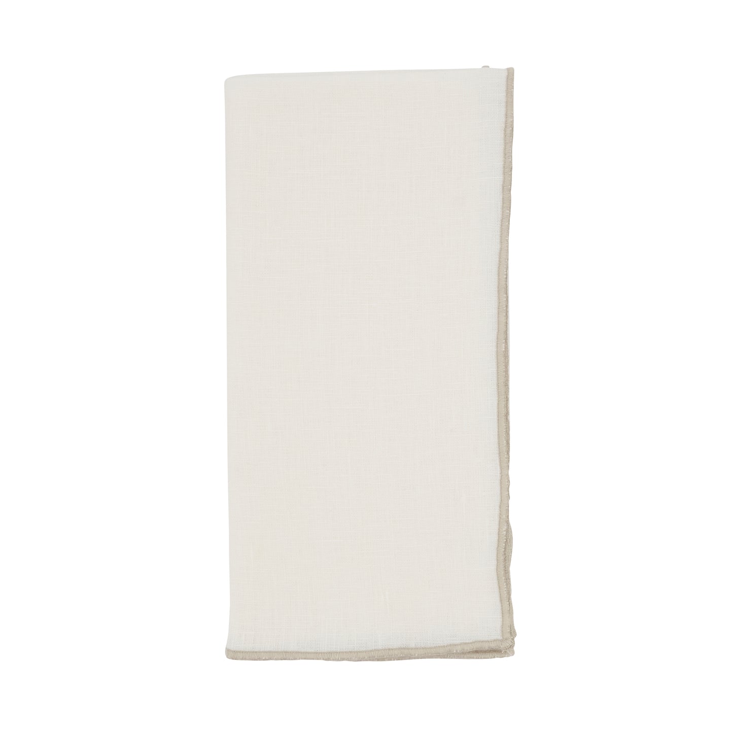 Ivory Stonewashed Stitch Border Napkins 100% linen, 20 Inch Square (4 pcs.)