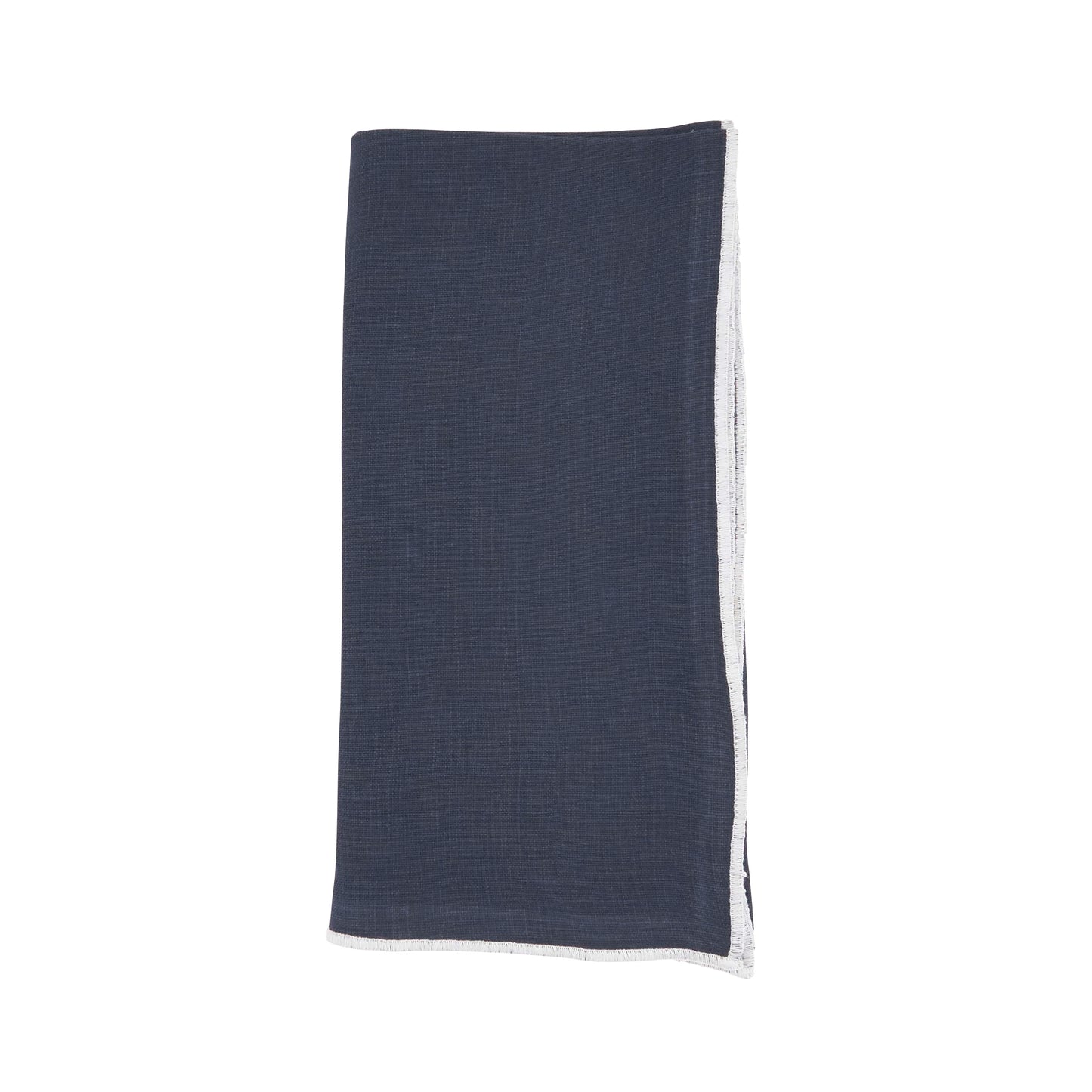 Midnight Blue Stonewashed Stitch Border Napkins 100% linen, 20 Inch Square (4 pcs.)
