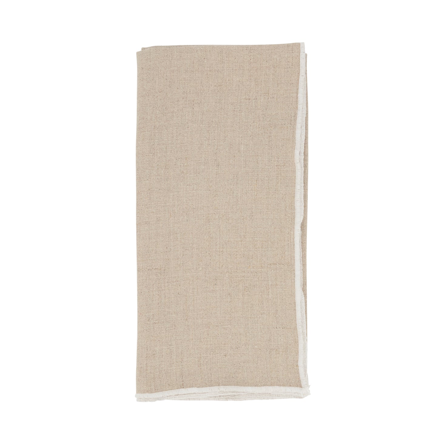 Natural Stonewashed Stitch Border Napkins 100% linen, 20 Inch Square (4 pcs.)