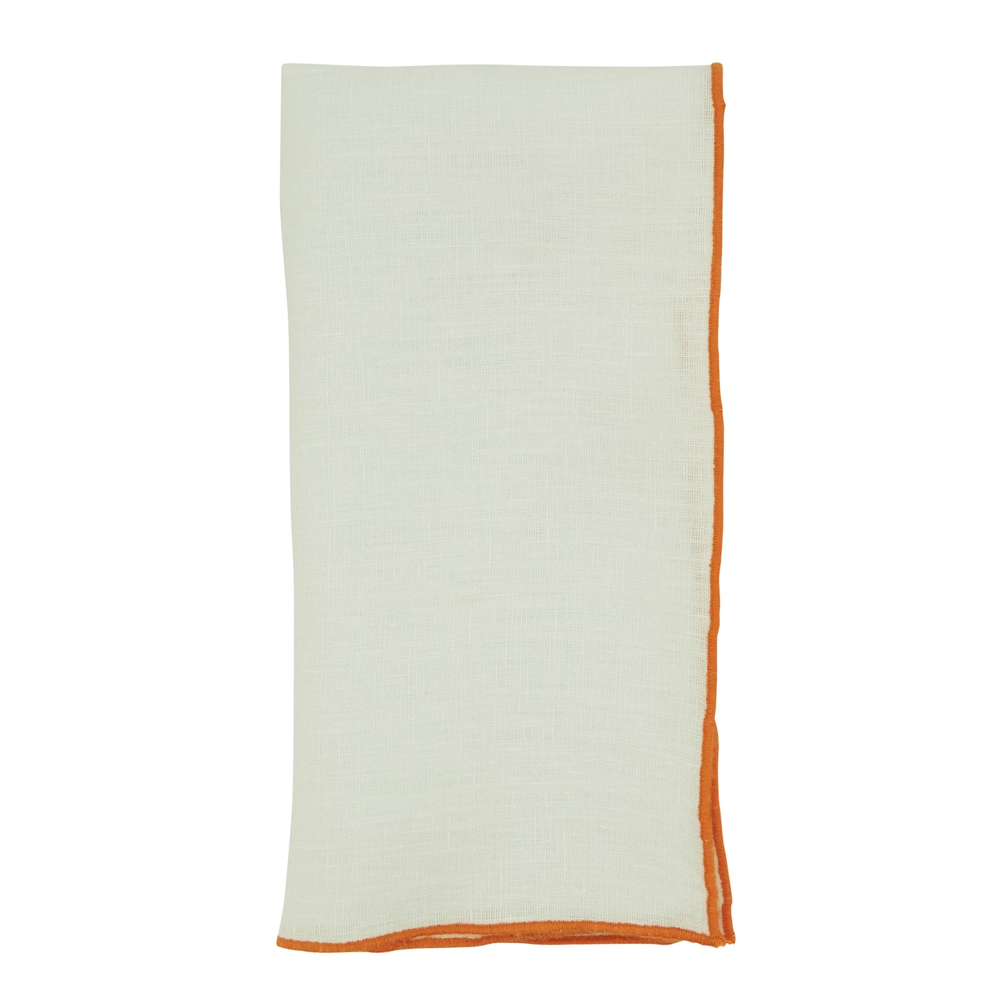 Orange Stonewashed Stitch Border Napkins 100% linen, 20 Inch Square (4 pcs.)
