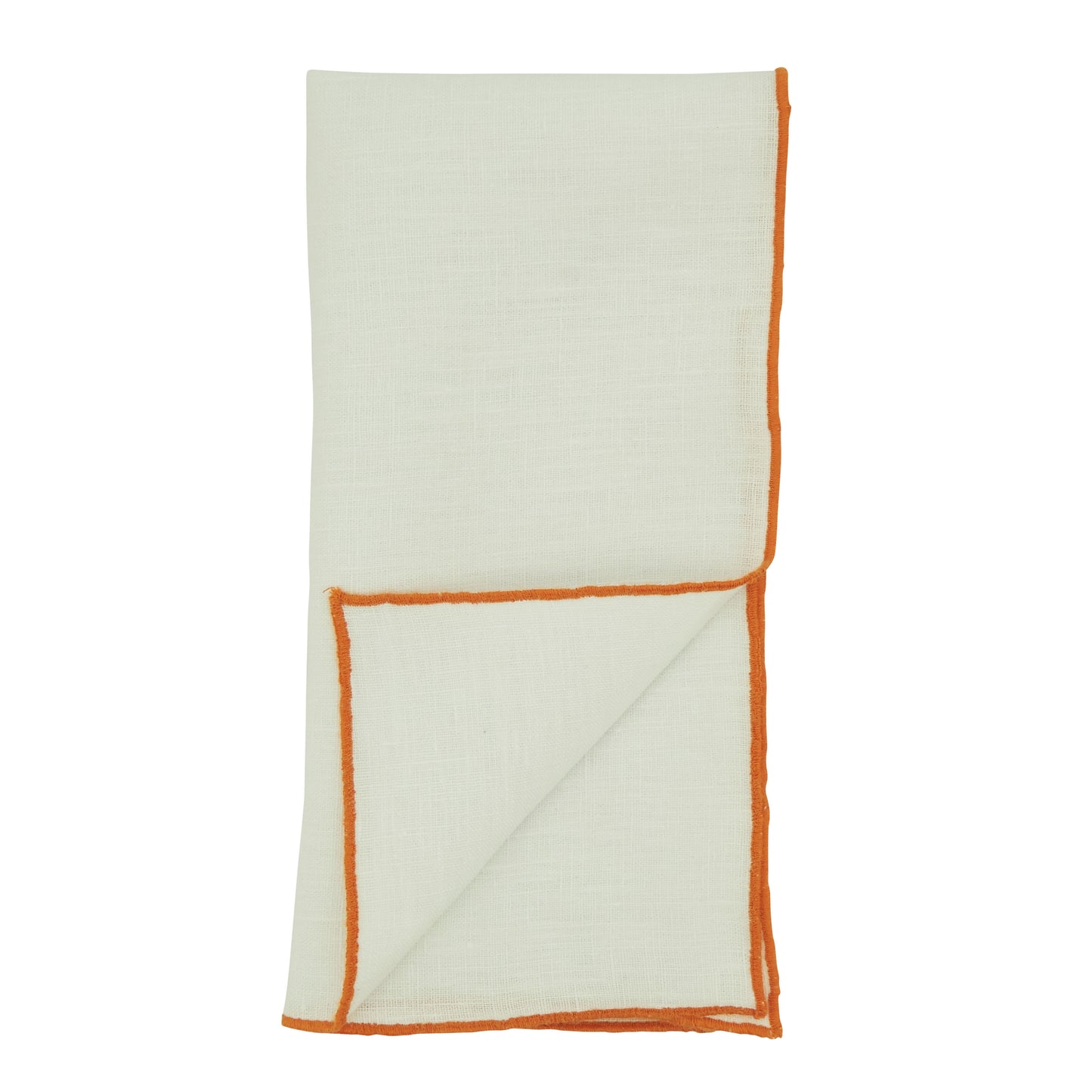 Orange Stonewashed Stitch Border Napkins 100% linen, 20 Inch Square (4 pcs.)
