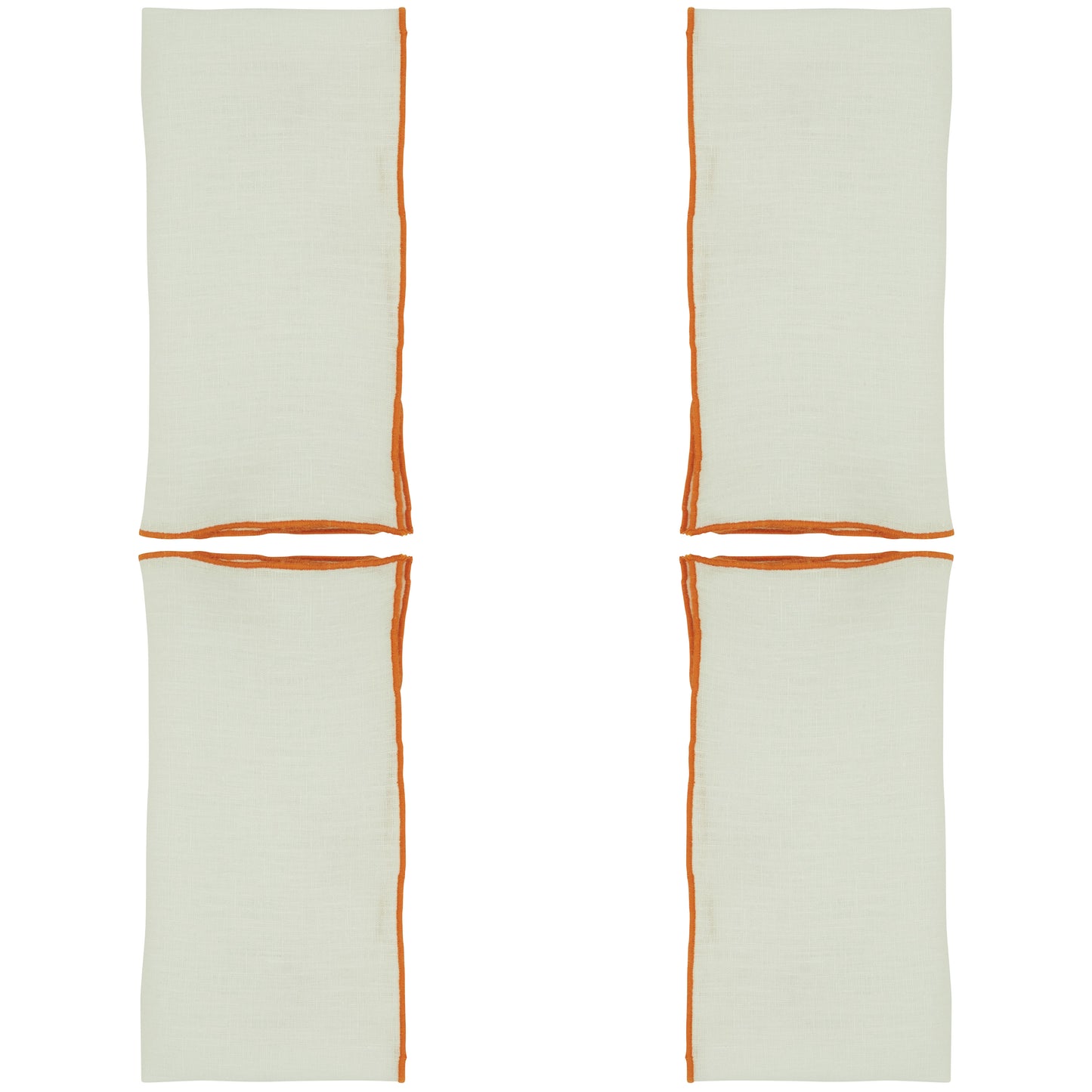 Orange Stonewashed Stitch Border Napkins 100% linen, 20 Inch Square (4 pcs.)