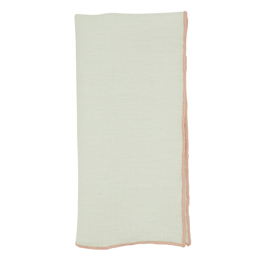 Pink Stonewashed Stitch Border Napkins 100% linen, 20 Inch Square (4 pcs.)