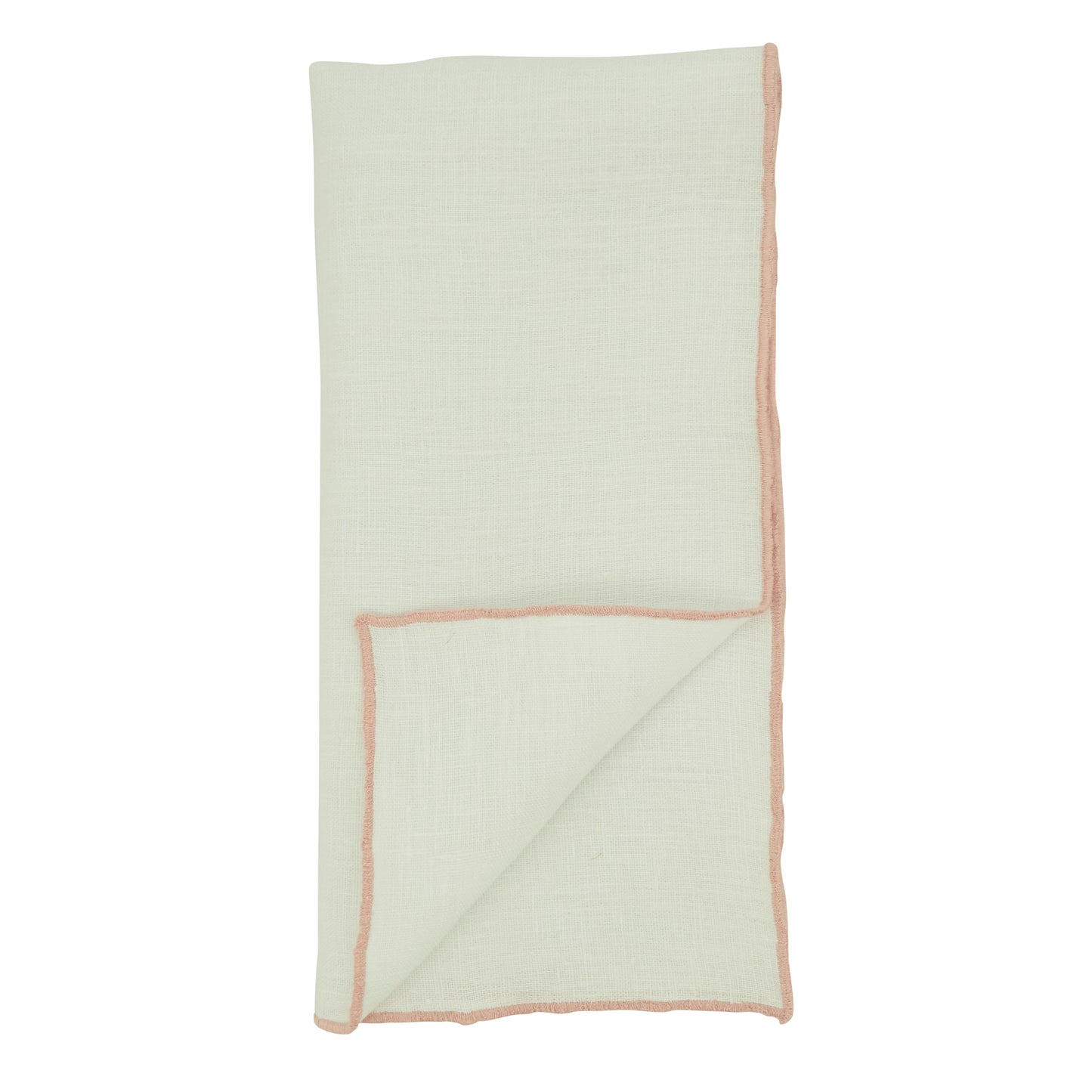 Pink Stonewashed Stitch Border Napkins 100% linen, 20 Inch Square (4 pcs.)