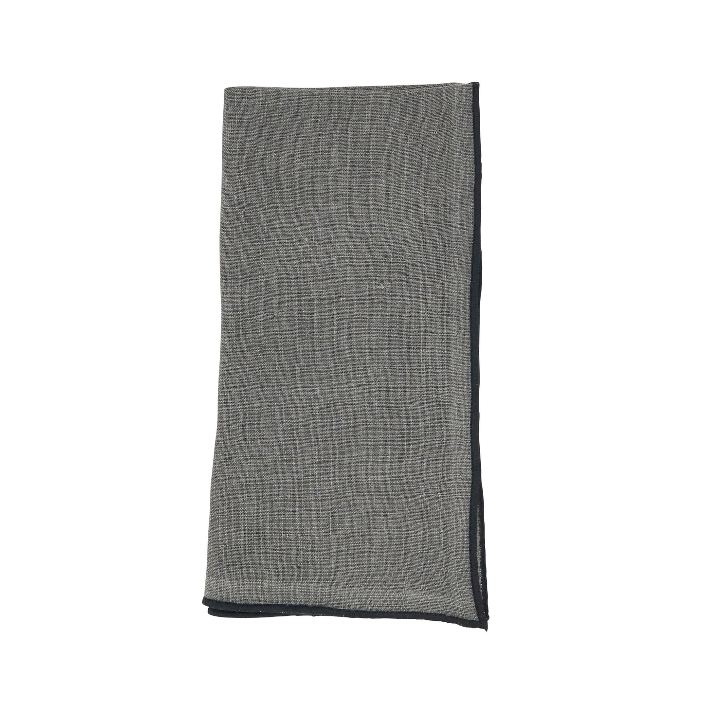 Slate Stonewashed Stitch Border Napkins 100% linen, 20 Inch Square (4 pcs.)