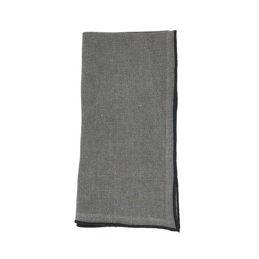Slate Stonewashed Stitch Border Napkins 100% linen, 20 Inch Square (4 pcs.)