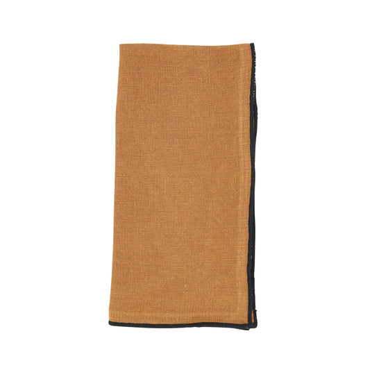 Terracotta Stonewashed Stitch Border Napkins 100% linen, 20 Inch Square (4 pcs.)