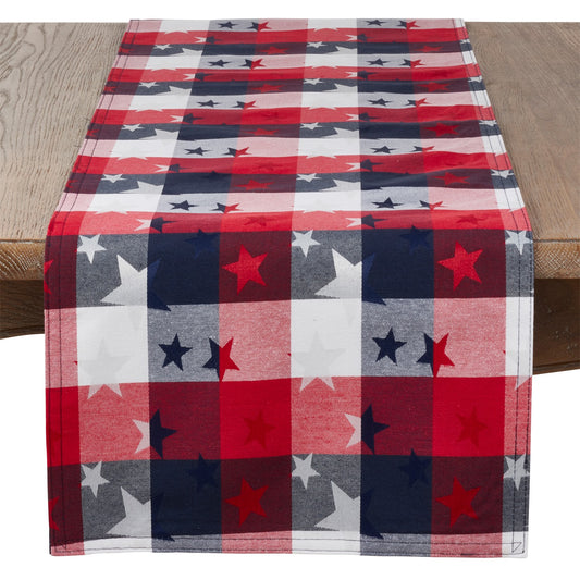 Patriotic / 4th of July Multi Americana Checkered Table Runner, 56% cotton - 44% polyester