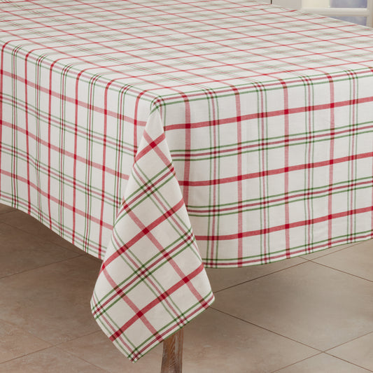 Red/Green  Plaid Tablecloth  100% cotton