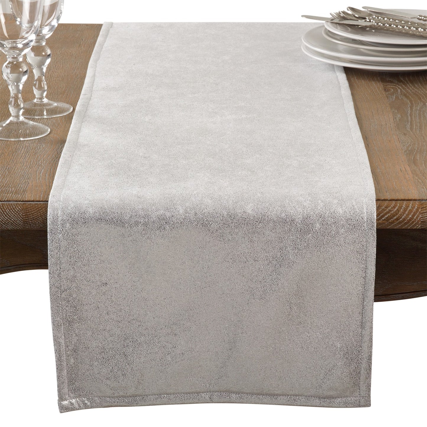 Everyday / All Season Silver Shimmering Table Runner, 100% polyester