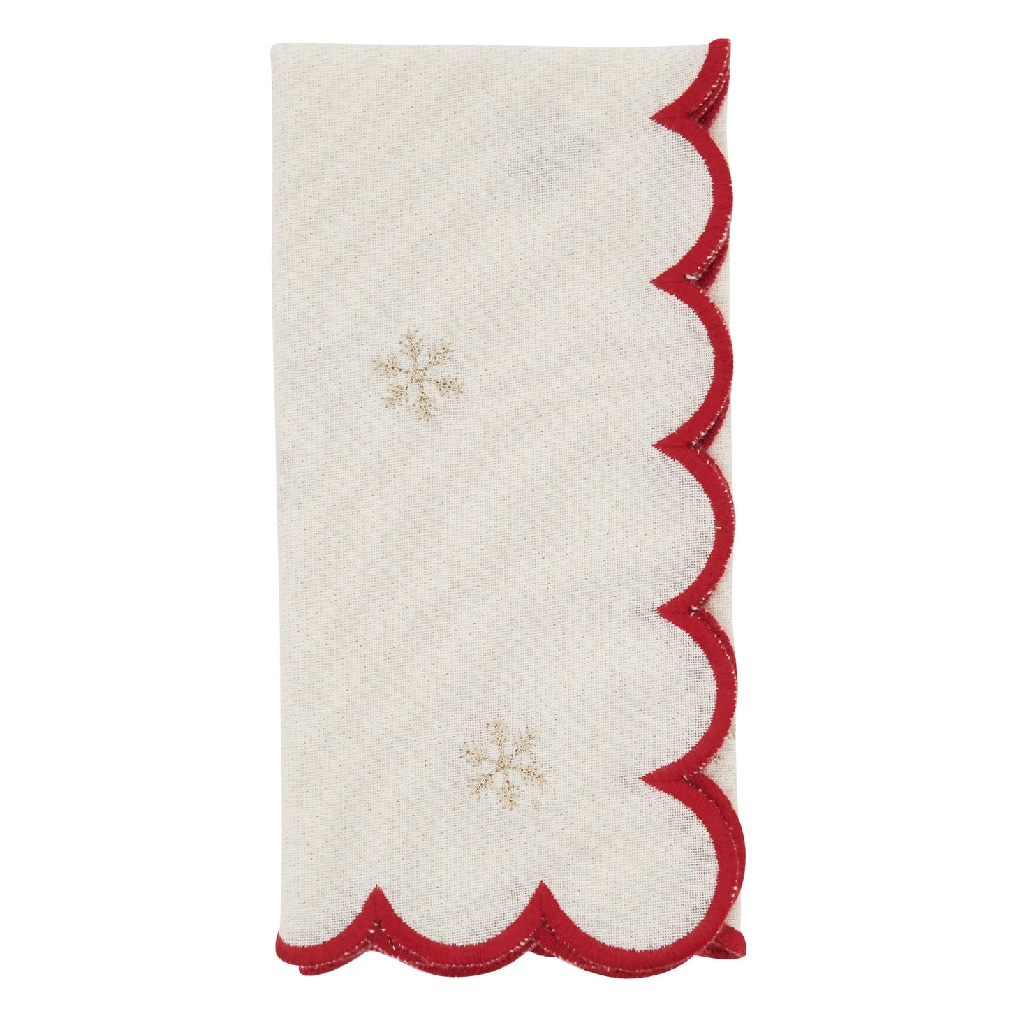 Natural Scalloped Shimmer Snowflake Napkins 90% - cotton - 10% metallic, 20 Inch Square (4 pcs.)