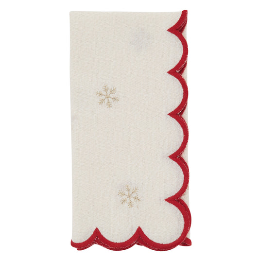 Natural Scalloped Shimmer Snowflake Napkins 90% - cotton - 10% metallic, 20 Inch Square (4 pcs.)