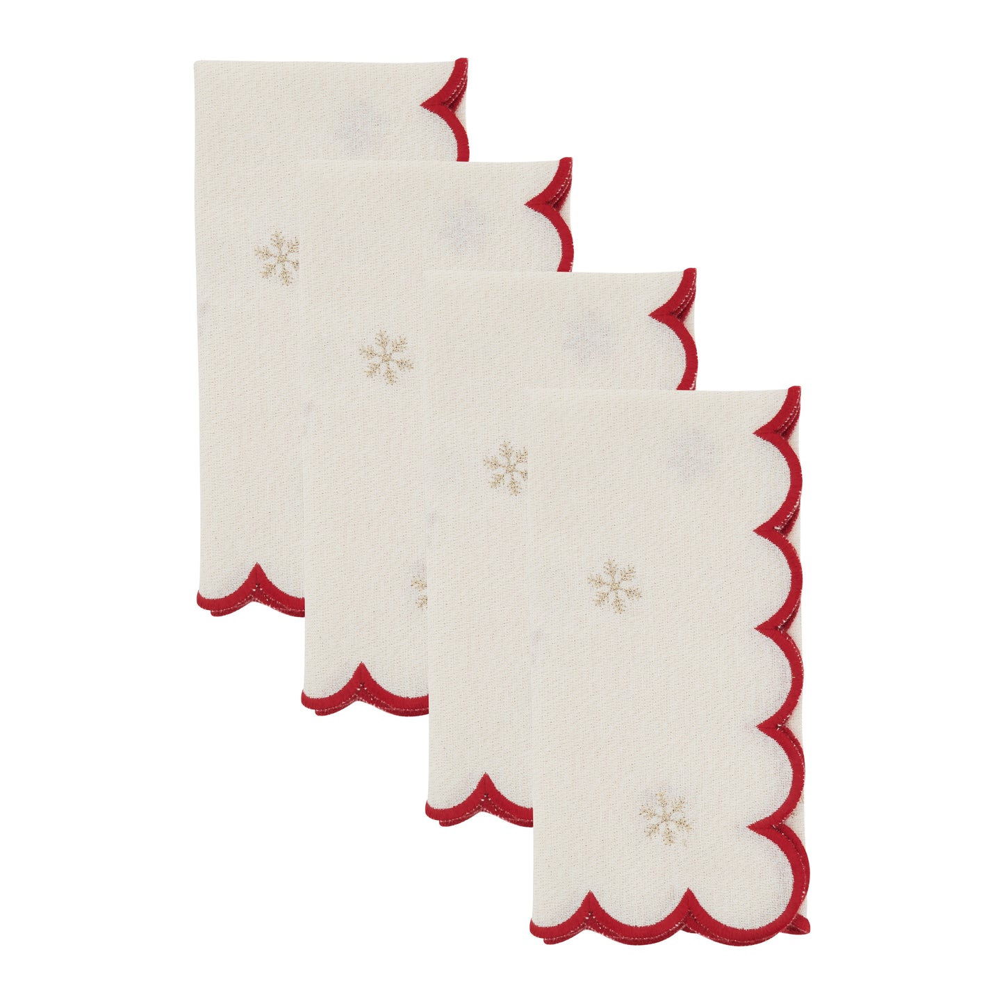 Natural Scalloped Shimmer Snowflake Napkins 90% - cotton - 10% metallic, 20 Inch Square (4 pcs.)
