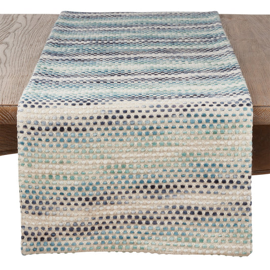 Everyday / All Season Blue Confetti Table Runner, 55% cotton - 45% acrylic