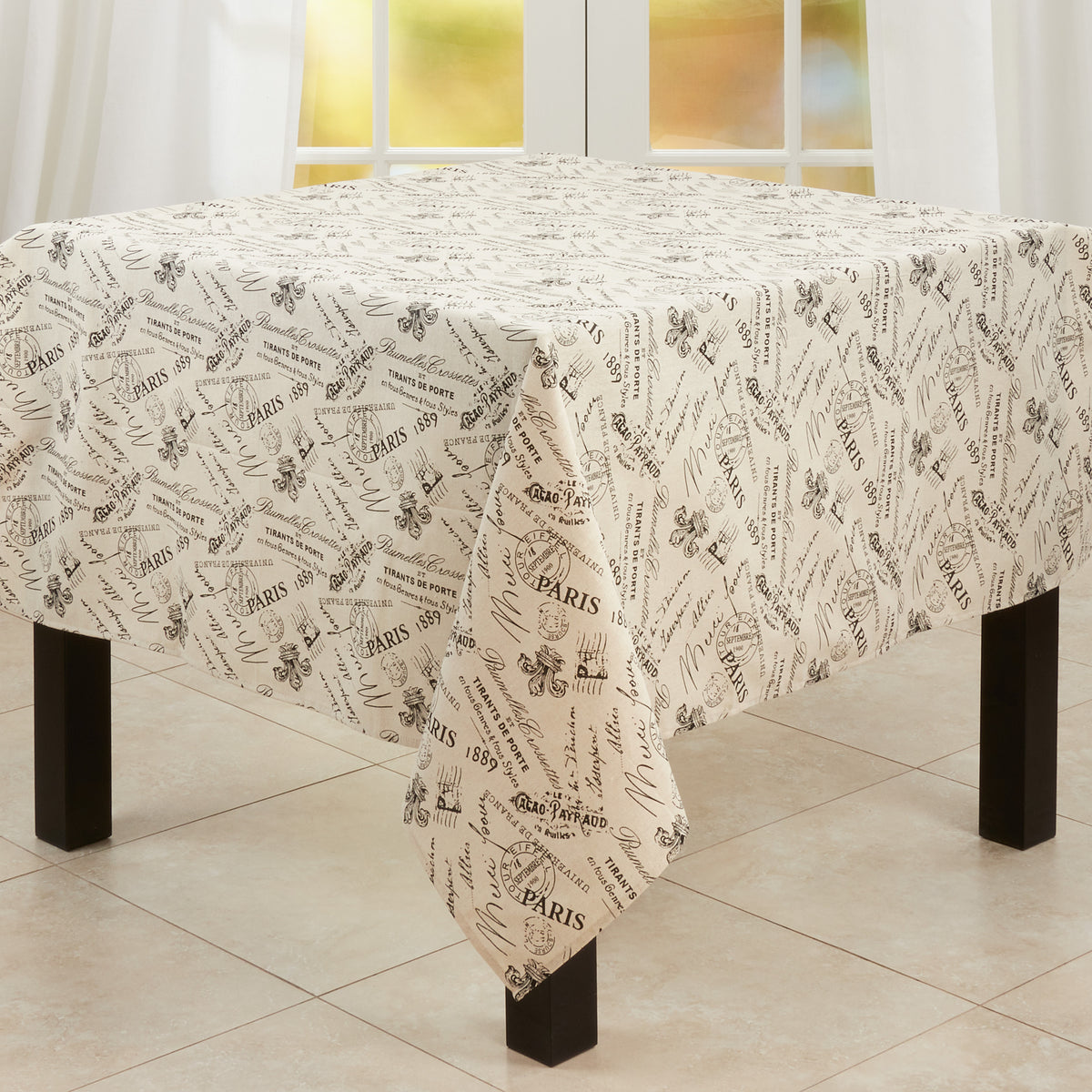 Natural Beige  Paris Printed Topper  80% polyester - 20% linen
