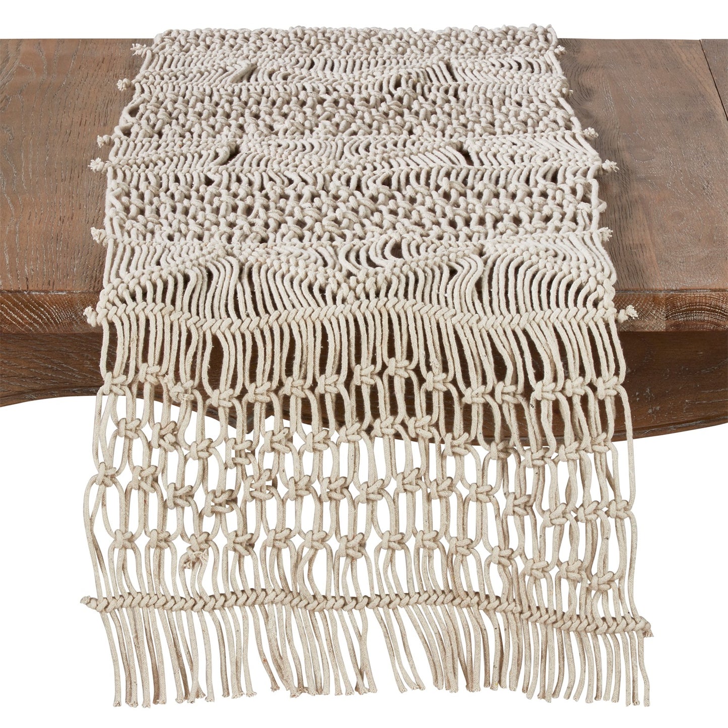 Everyday / All Season Natural Beige Macrame Table Runner, 100% cotton