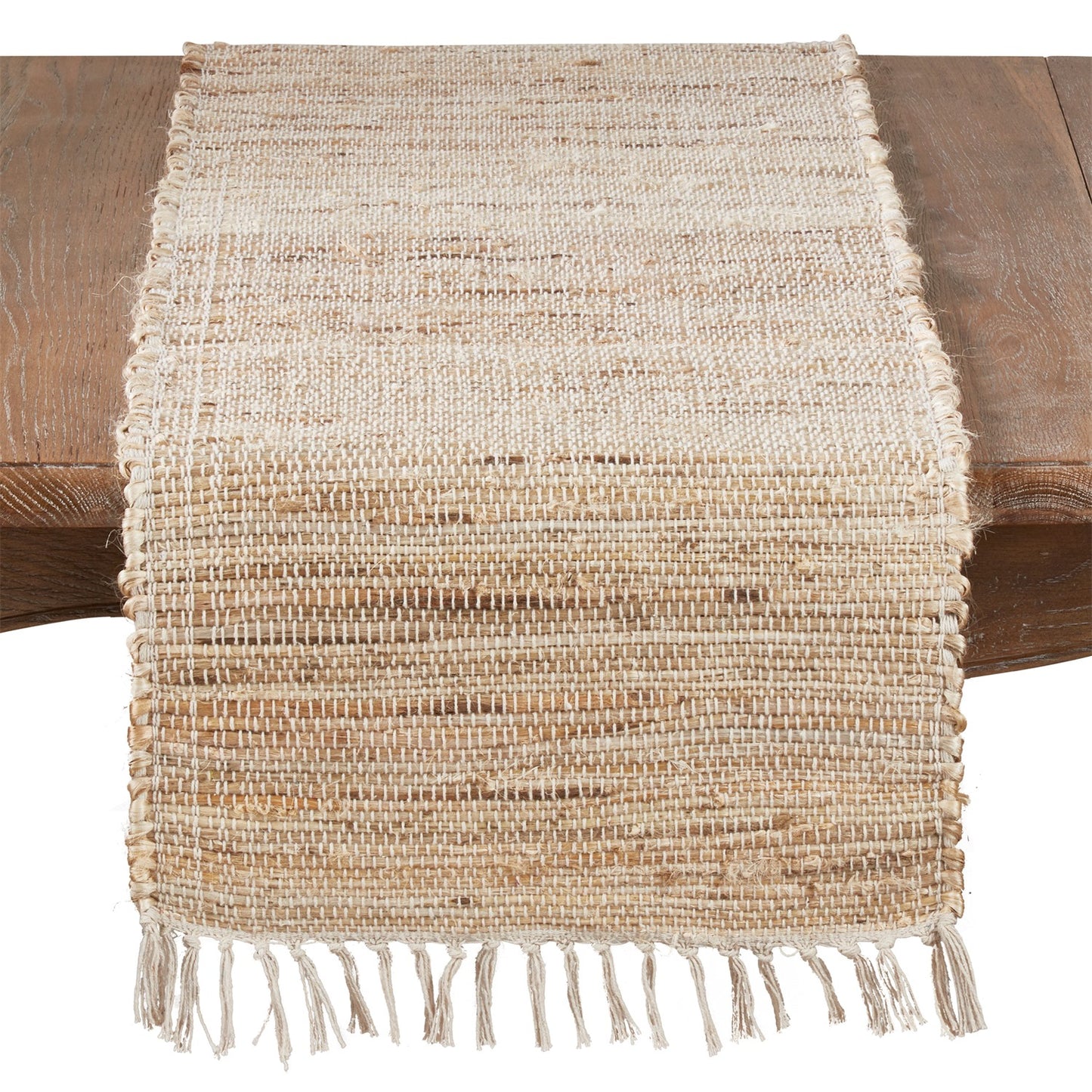 Everyday / All Season Natural Beige Jute Chindi Table Runner, 100% jute