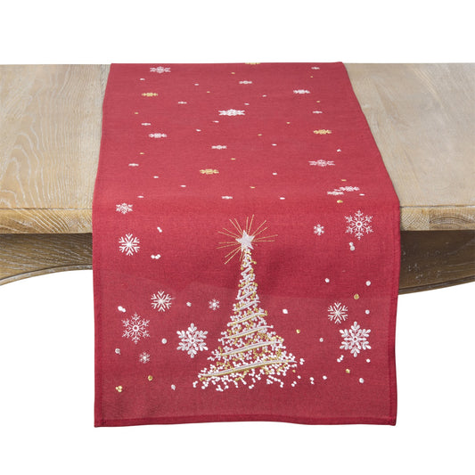 Christmas Red Christmas Tree Table Runner, 100% polyester
