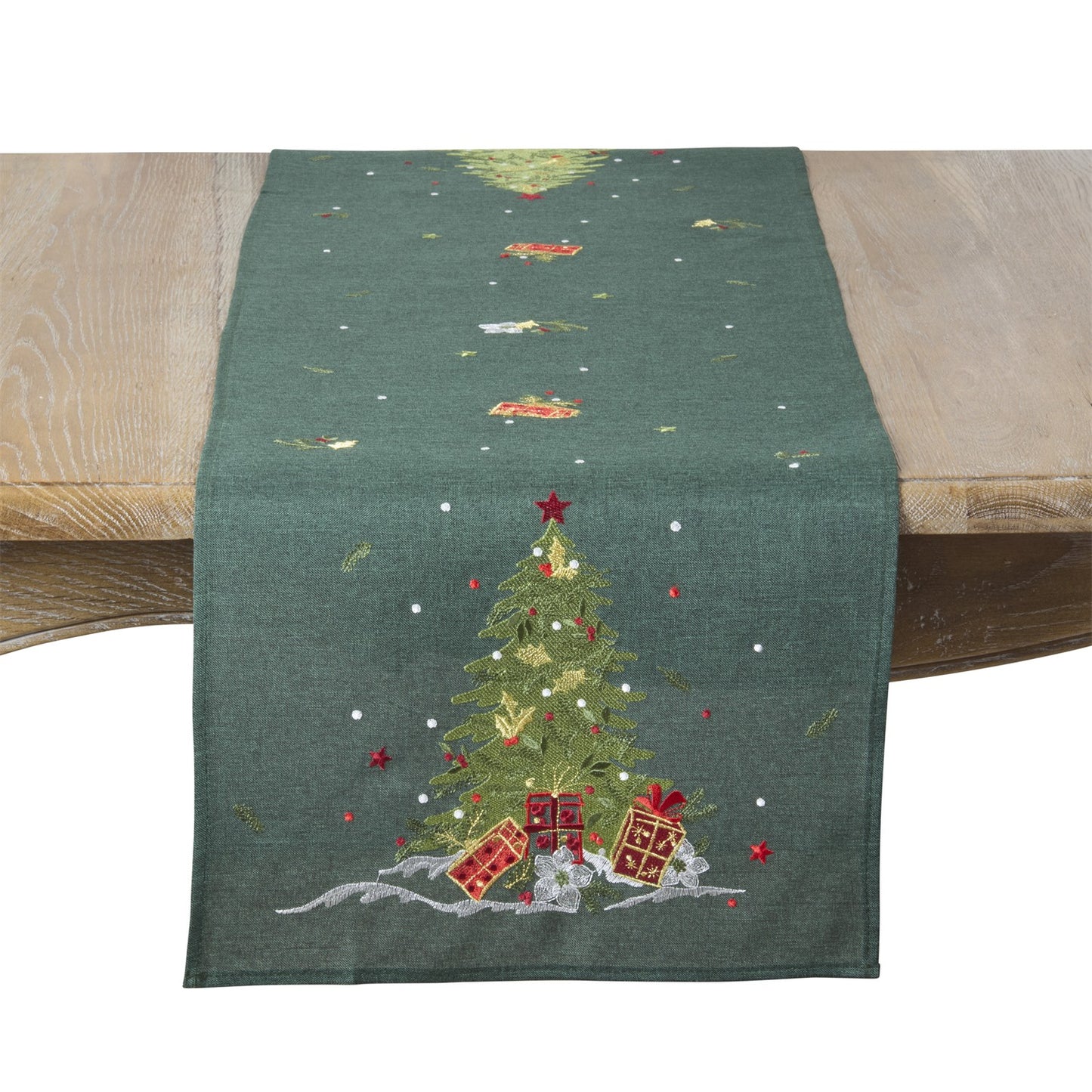 Christmas Green Christmas Tree Table Runner, 100% polyester