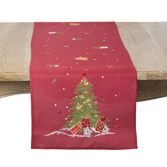 Christmas Red Christmas Tree Table Runner, 100% polyester