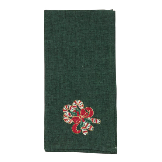 Green Candy Cane Napkins 100% polyester, 20 Inch Square (4 pcs.)