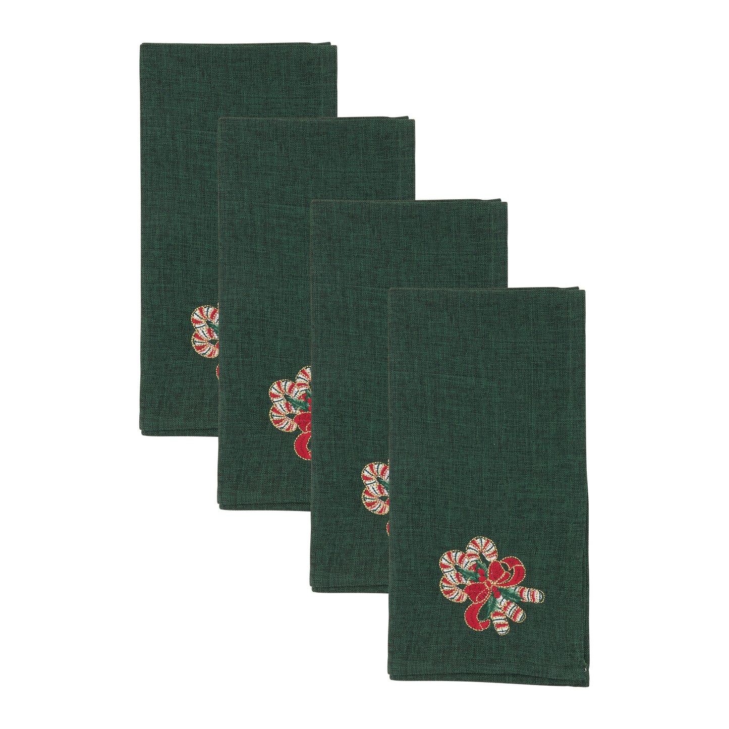 Green Candy Cane Napkins 100% polyester, 20 Inch Square (4 pcs.)