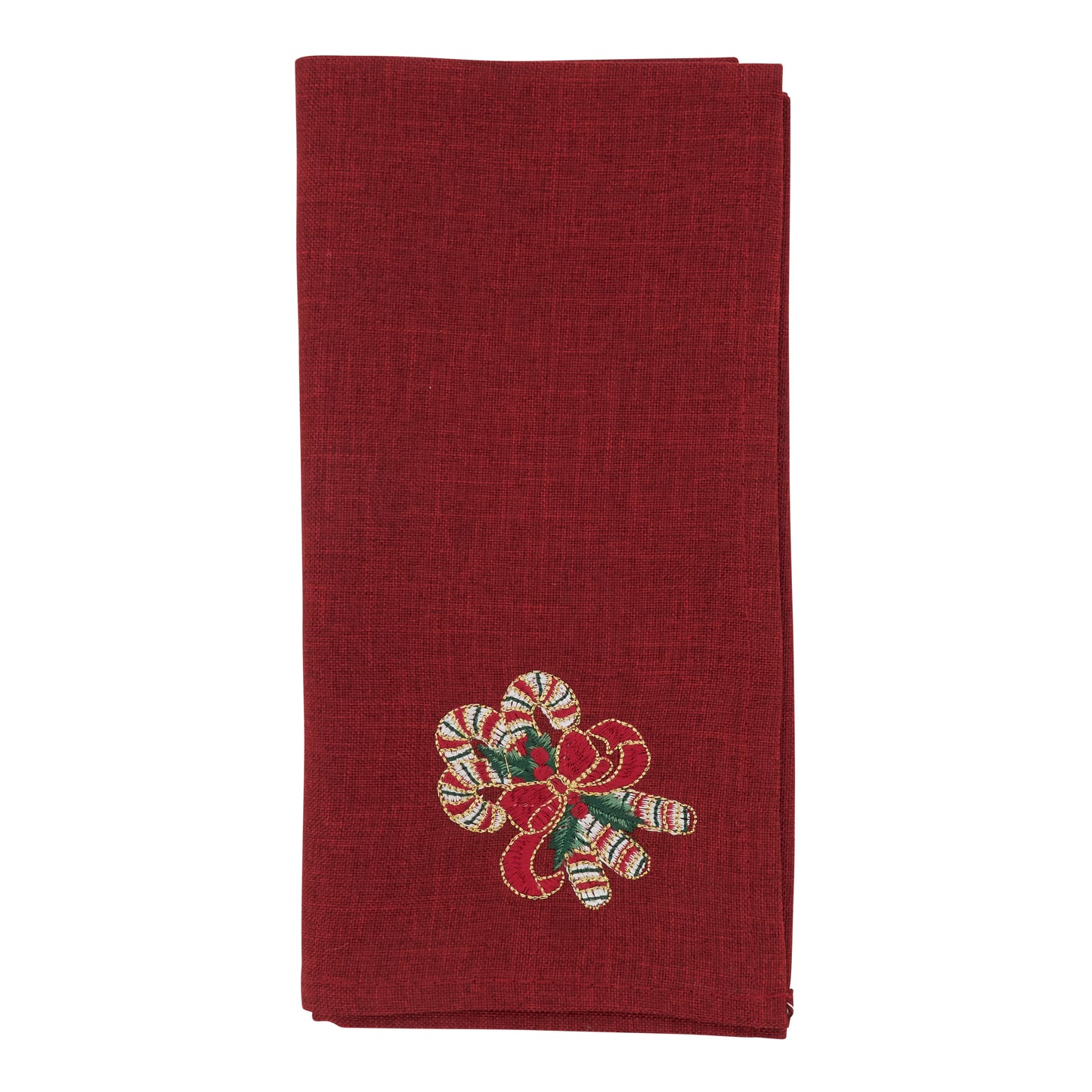 Red Candy Cane Napkins 100% polyester, 20 Inch Square (4 pcs.)