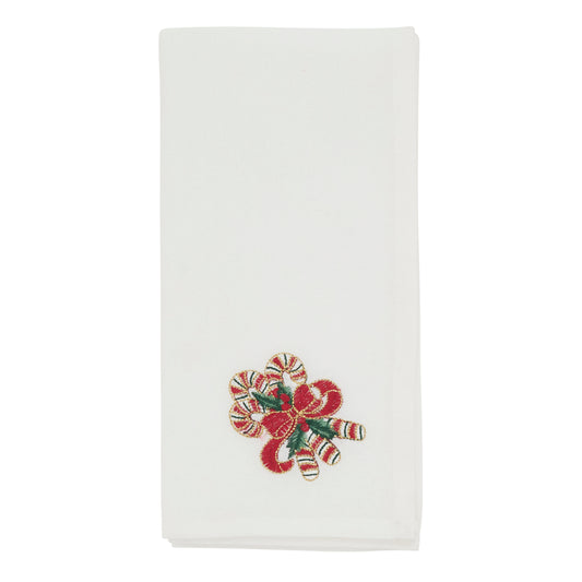 White Candy Cane Napkins 100% polyester, 20 Inch Square (4 pcs.)