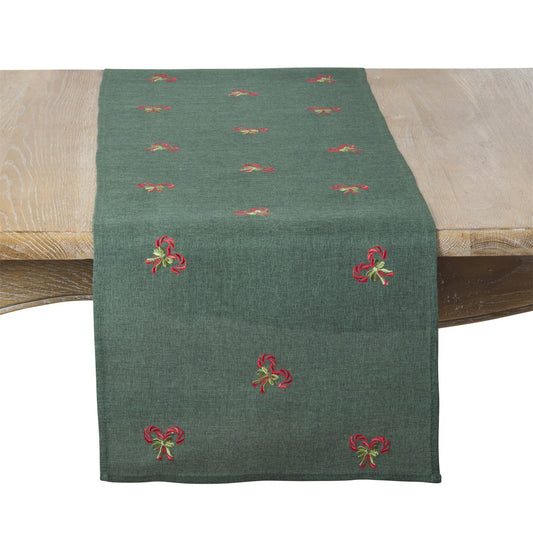 Christmas Green Candy Cane Table Runner, 100% polyester