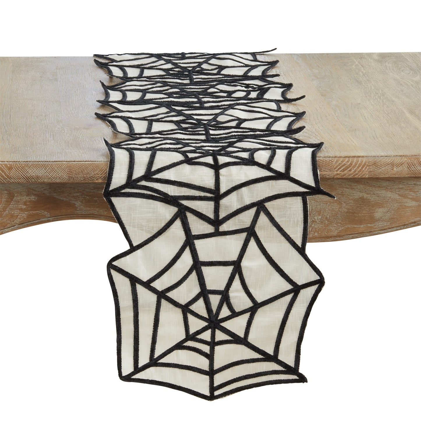 Halloween Black Spider Web Net Table Runner, 100% Polyester