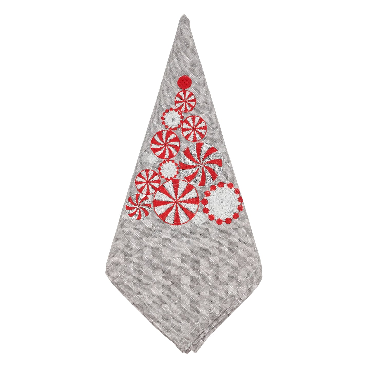 Silver Peppermint Christmas Tree Napkins 100% polyester, 20 Inch Square (4 pcs.)